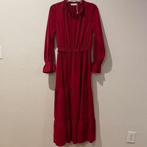Elegant Red Long Sleeve Dress